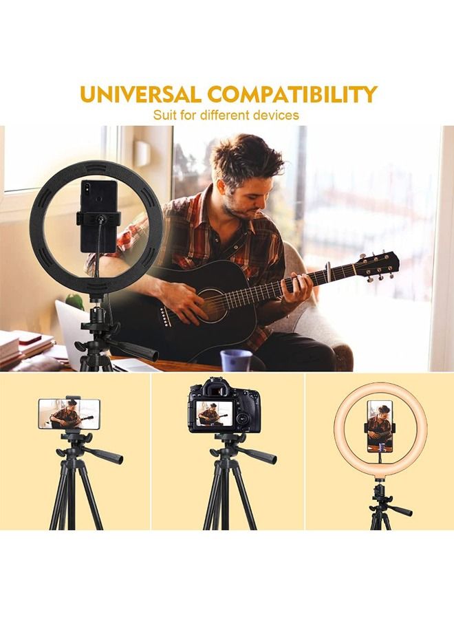 Padom 10'' Ring Light with 50'' Extendable Tripod Stand and Bluetooth remote , LED Circle Lights with Phone Holder for Live Stream/Makeup/YouTube Video/TikTok, Compatible with All Phones - Image 3