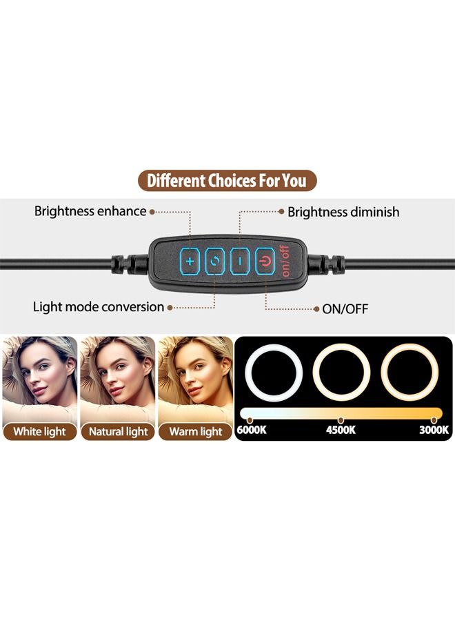 Padom 10'' Ring Light with 50'' Extendable Tripod Stand and Bluetooth remote , LED Circle Lights with Phone Holder for Live Stream/Makeup/YouTube Video/TikTok, Compatible with All Phones - Image 5