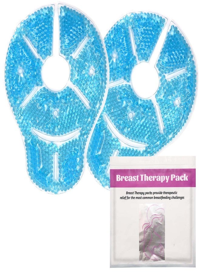 Deyuoau Breast Treatment Ice Pack Hot Cold Breast Pad, Nursing Pain, Mastitis, Swelling, Essential for Breastfeeding New Mothers, 2 Pack (Blue, L - Image 1