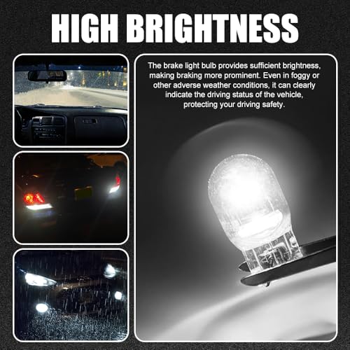 Lyxheth 10PCS 7443 Bulb, Car Brake Lights, 1891/7443 12V 21/5W Quartz Glass Shockproof Anti-UV Dual-filament Mini Halogen Bulbs, Universal T20 Automotive Brake Bulb Car Accessory for Cars Trucks SUVs (White) - Image 4