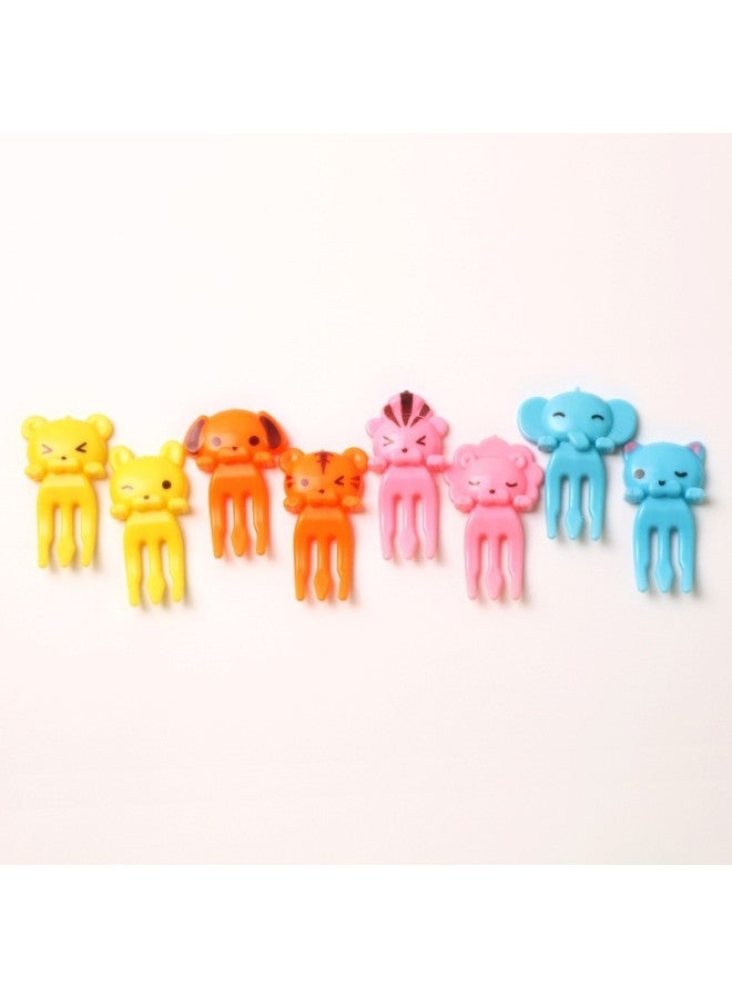 Cross-border Japanese Household Cartoon Creative Fruit Fork Color Cute Animal Fruit Fork Suit Wholesale-Color:Opp Bag-Specifications:[factory Direct Sales] Tiger Style 8pcs  - Image 1