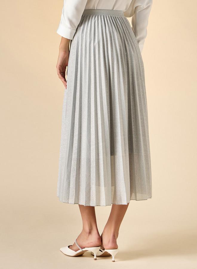 Iconic Pleated Skirt with Elasticated Waist and Tulip Hemline - Image 3