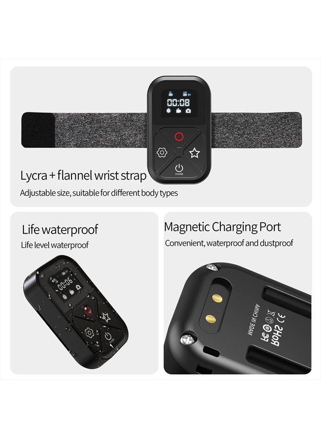 TELESIN جهاز تحكم عن بُعد لجهاز GoPro، جهاز تحكم لاسلكي مغناطيسي TELESIN مع شاشة LCD وحزام للمعصم لجهاز Go Pro Max GoPro Mini Hero 11 10 9 8 لركوب الدراجات والدراجات النارية والتصوير الذاتي والمشي لمسافات طويلة. - Image 5