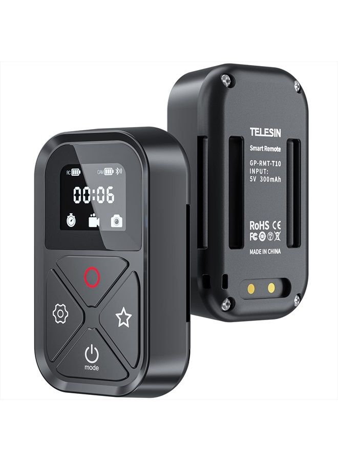 TELESIN جهاز تحكم عن بُعد لجهاز GoPro، جهاز تحكم لاسلكي مغناطيسي TELESIN مع شاشة LCD وحزام للمعصم لجهاز Go Pro Max GoPro Mini Hero 11 10 9 8 لركوب الدراجات والدراجات النارية والتصوير الذاتي والمشي لمسافات طويلة. - Image 1