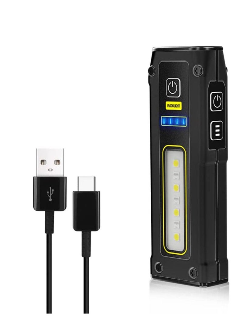 LED Small Flashlight Portable Rechargeable Work Light Super Bright Multi Use Waterproof COB Multifunctional Magnetic Suction Flashlight for Camping Walking Searching Hiking Indoor Outdoor Use - Image 1