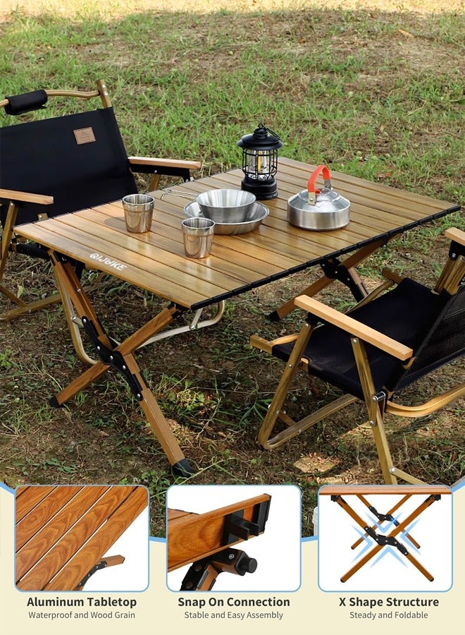Morlife Roll Up Aluminum Folding Table , Camping, Beach, Graden, Outdoor Events，Lightweight Foldable Low Dining Table（90 x 60 cm） - Image 2