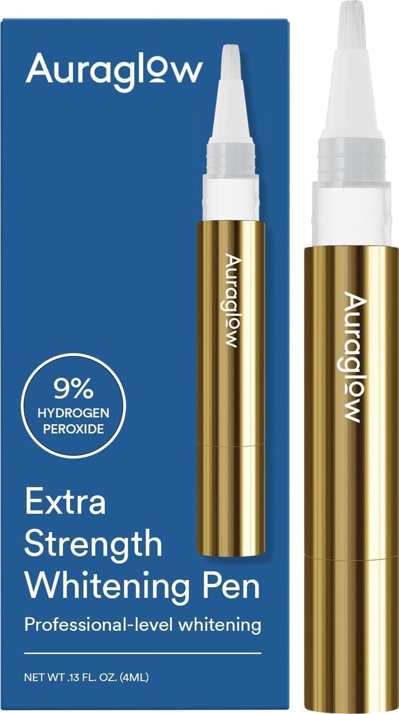 Auraglow Extra Strength Teeth Whitening Pen, 9% Hydrogen Peroxide, 40+ Whitening Treatments, Whitens Teeth Fast, No Sensitivity, 4mL - Image 1