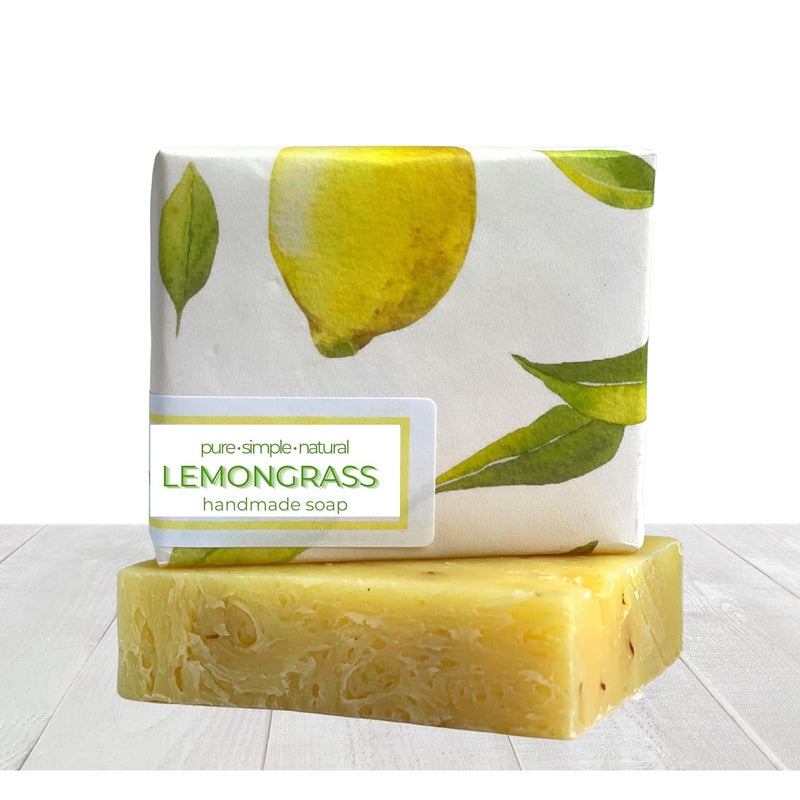 All Natural Lemongrass Soap Bar Handmade Vegan Cold Process scented with premium essential oils for men and women face and body 3