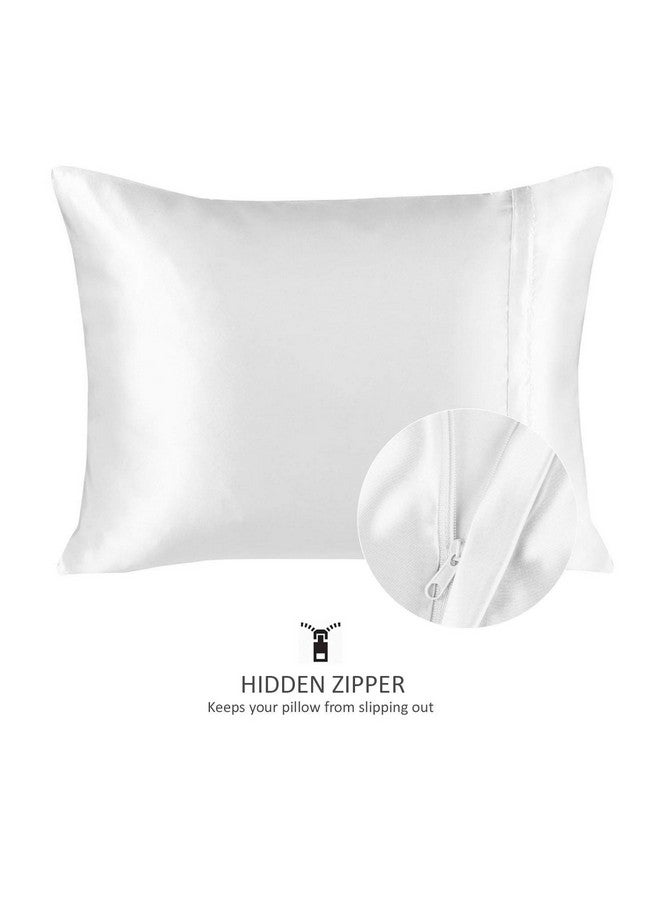 SHOPBEDDING ShopBedding Satin Pillowcase with Zipper for Hair and Skin Care, Feels Soft and Cool Like a Silk Pillowcase, White Satin Pillow Cases 2 Pack, Slik Pillow Cover, Standard Size - Set of 2 - Blissford  - Image 1