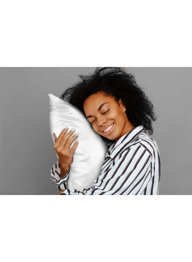 SHOPBEDDING ShopBedding Satin Pillowcase with Zipper for Hair and Skin Care, Feels Soft and Cool Like a Silk Pillowcase, White Satin Pillow Cases 2 Pack, Slik Pillow Cover, Standard Size - Set of 2 - Blissford  - Image 4