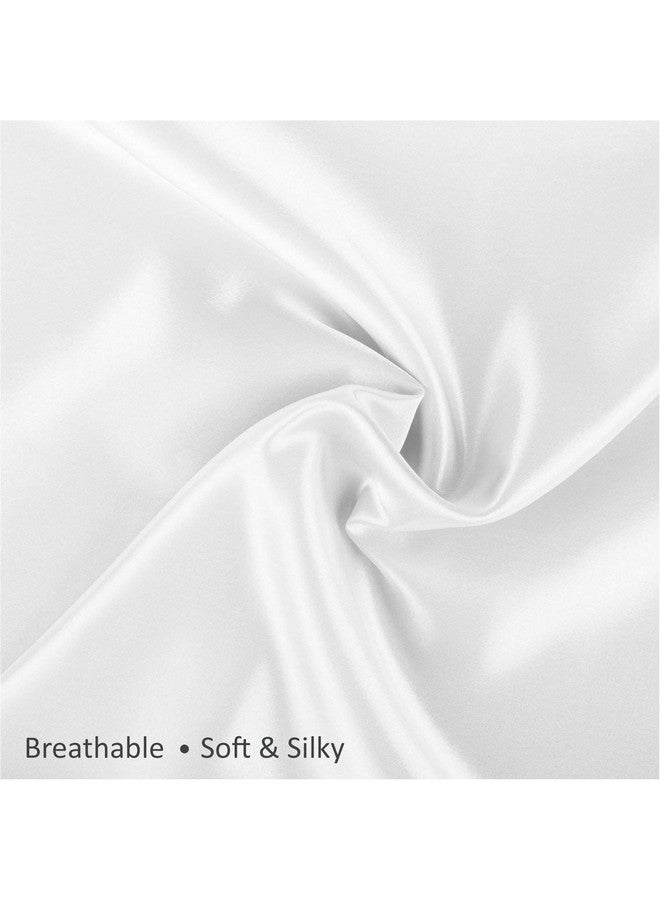 SHOPBEDDING ShopBedding Satin Pillowcase with Zipper for Hair and Skin Care, Feels Soft and Cool Like a Silk Pillowcase, White Satin Pillow Cases 2 Pack, Slik Pillow Cover, Standard Size - Set of 2 - Blissford  - Image 3