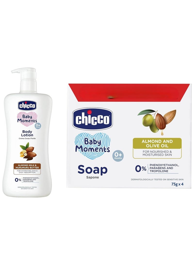Chicco Body Lotion 500Ml With Soap 75G Pack Of 4 - Image 1
