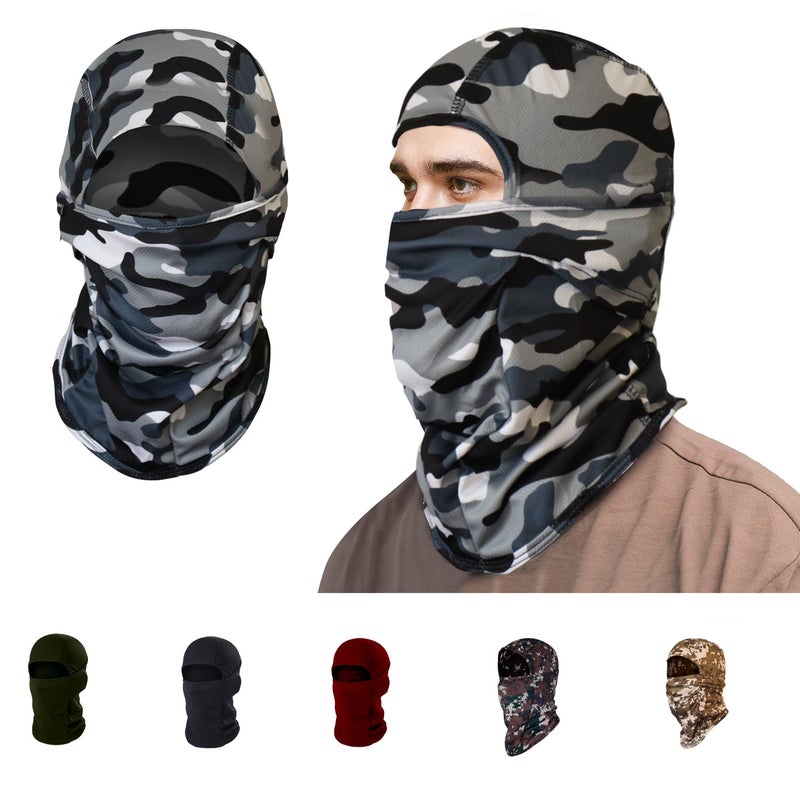XTRIM Face Mask for Men & Women, Balaclava for Bike Riding, UV Protected Breathable Helmet Liner, Anti-Hair Fall, Sweat Absorbing & Odour Free, Sun & Dust Protection (Camo Blue, Cotton) - Image 1