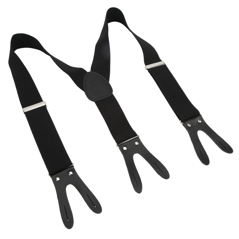 Mens Suspenders: Y Shape Strap, High Density Elastic With Leather - Exquisite Elegant Details, Durable Tear-resistant Button Suspenders for Formal Events, Weddings, Daily Wear & Gift For Men - Image 2