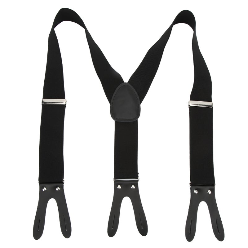 Mens Suspenders: Y Shape Strap, High Density Elastic With Leather - Exquisite Elegant Details, Durable Tear-resistant Button Suspenders for Formal Events, Weddings, Daily Wear & Gift For Men - Image 1