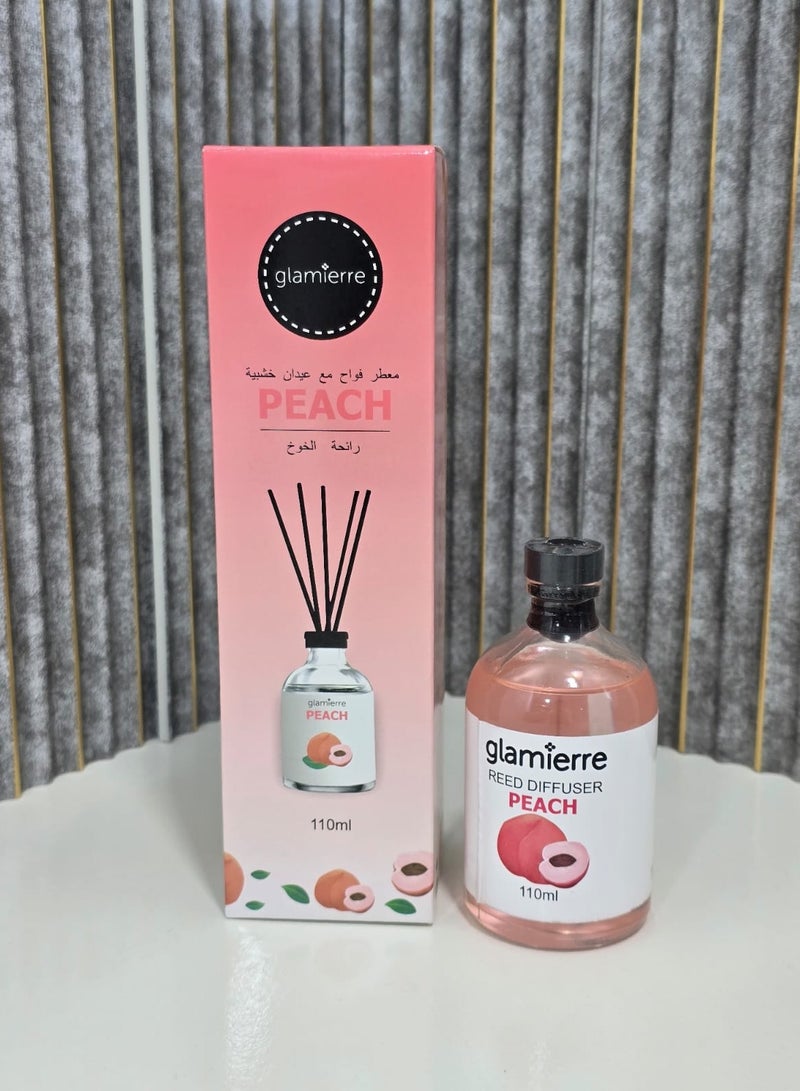 جلامير فواحة عطر فاخرة باعواد خشبية 110 ملي برائحة ( الخوخ - الياسمين ) - Image 2