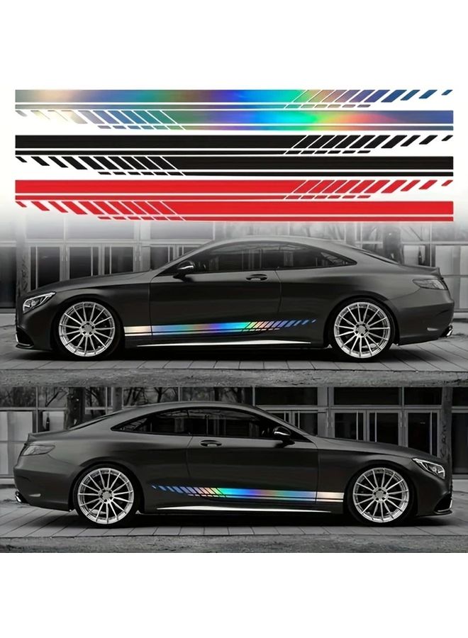 Universal Red Car Sticker Side Stripes Vinyl Decorative Racing Body Decal - Image 1