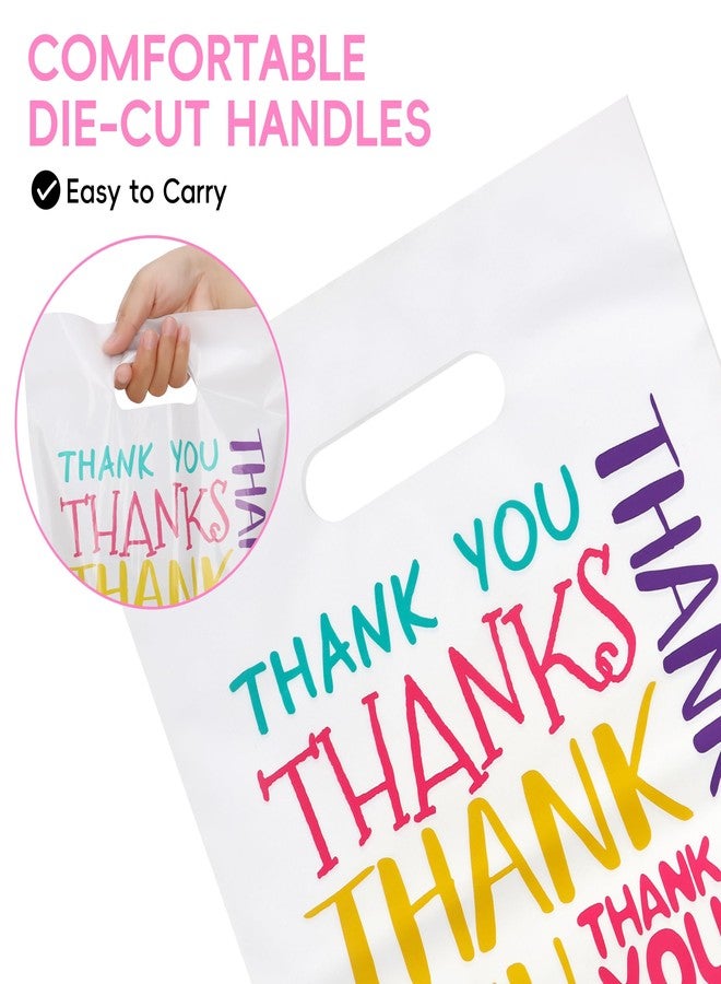 POPGIFTU 100Pcs Thank You Merchandise Bags Plastic Retail Shopping Bags for Stores, Boutique, Party, Gift and More Reusable Plastic Thank You Bags 9x12 Inch (Colorful Thank You) - Image 4