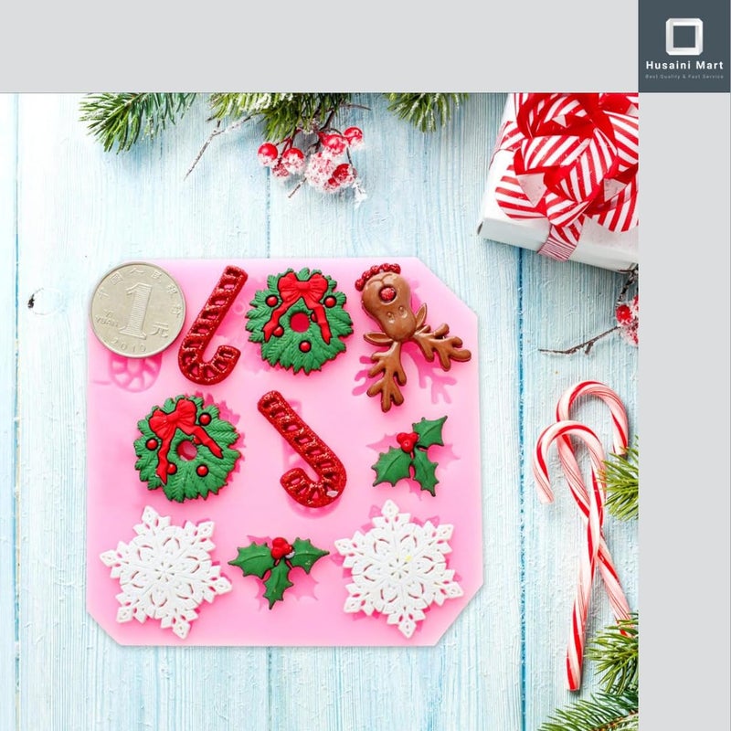 Husaini Mart HUSAINI MART 1PC 9 Cavity Xmas Fondant MouldCake DecoratingCake TopperChocolate MouldCookiesBrowniePastryDIY Baking MouldChristmas Festive CELEBERATION Gift Multicoloured  - Image 3