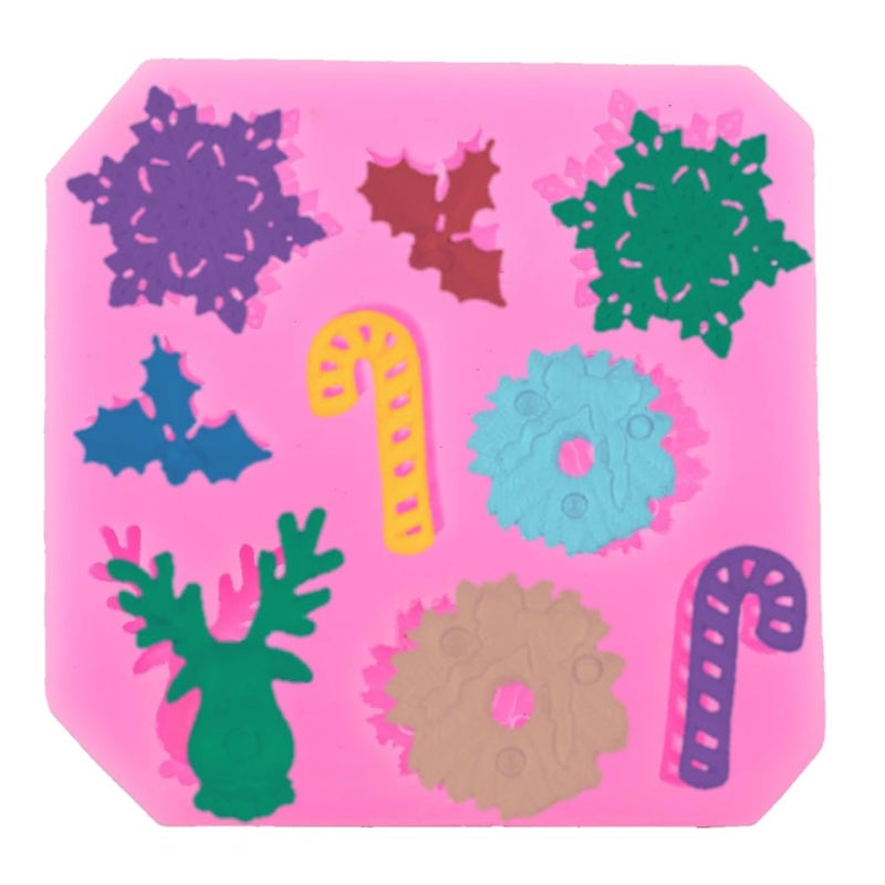Husaini Mart HUSAINI MART 1PC 9 Cavity Xmas Fondant MouldCake DecoratingCake TopperChocolate MouldCookiesBrowniePastryDIY Baking MouldChristmas Festive CELEBERATION Gift Multicoloured  - Image 1