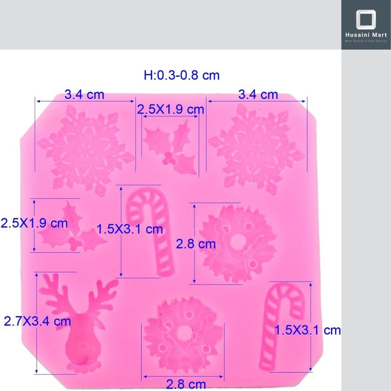 Husaini Mart HUSAINI MART 1PC 9 Cavity Xmas Fondant MouldCake DecoratingCake TopperChocolate MouldCookiesBrowniePastryDIY Baking MouldChristmas Festive CELEBERATION Gift Multicoloured  - Image 2