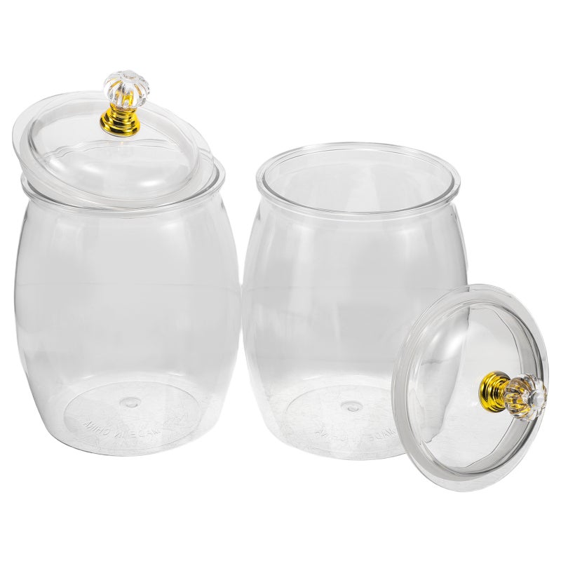 2pcs Jars With Lids - 1.2L Clear Cookie Container Large Airtight Apothecary Storage Organization Snack Buffet Canister for Party - Image 5
