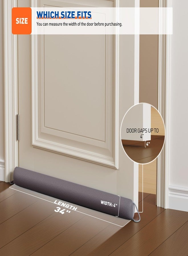 MAGZO Door Draft Stopper 34 Inches, Heavy Duty Bottom Door Dust Stopper with Hanging Loops Cold Weather Seal, Gray - Image 3
