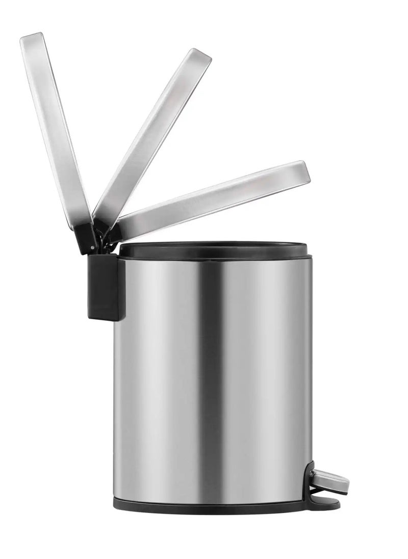 LOVO Stainless Steel Pedal Bin 3L, Soft Close, Small Dust Bin 3 Liter, Bathroom Pedal Bin, Office Pedal Bin, Round Shape, Color: Silver  - Image 2
