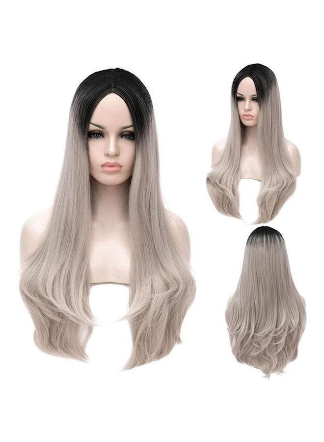 NIBEMINENT Straight Hair Wig Grey/Black - Image 2