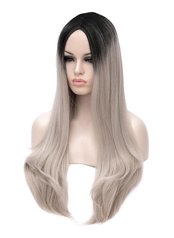 NIBEMINENT Straight Hair Wig Grey/Black - Image 3