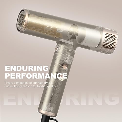 YAPOY Professional Hair Dryer with Diffuser Fast Drying 200 Million Ionic Blow Dryer with 110, 000 RPM High-Speed No Heat Damage Intelligent Thermo-Control Low Noise, Silver - Image 5