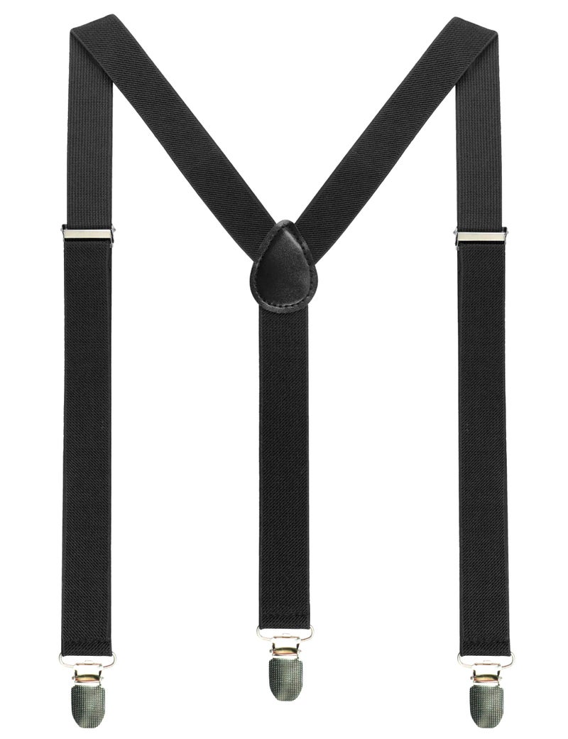 JEMYGINS Black Mens Suspender with 3 Strong Clips Adjustable Braces(2) - Image 1