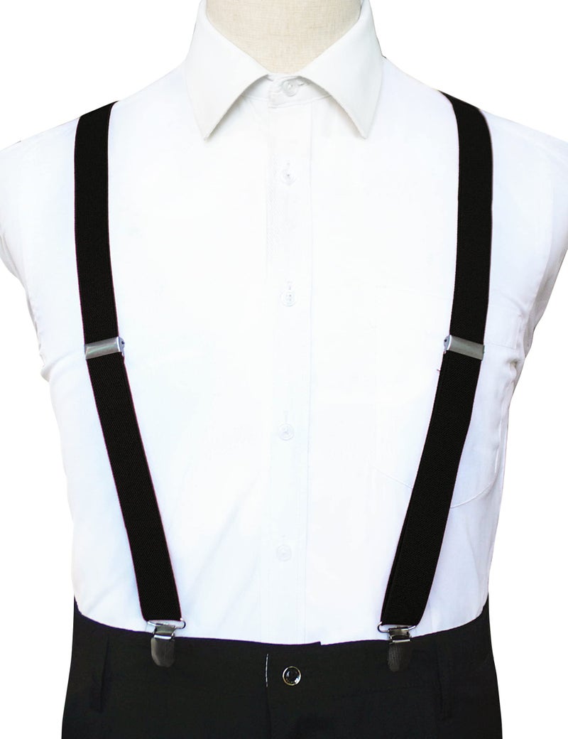 JEMYGINS Black Mens Suspender with 3 Strong Clips Adjustable Braces(2) - Image 3