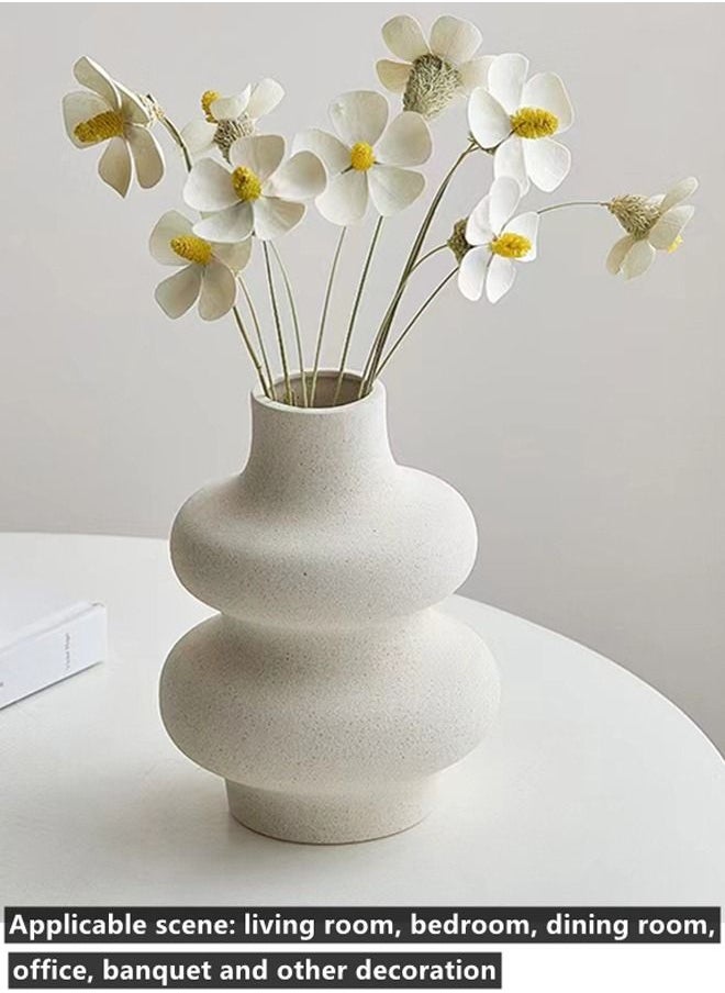 Kutis 1-Piece Modern Simplicity Gourd Shaped Ceramic Frosted Vase Off-white 15.5 x 12 Centimeter  - Image 4