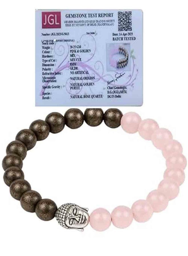 YiCan Pyrite and Rose Quartz Bracelet - Wealth & Love Crystal Bracelet for Men & Women - Natural Healing Stones for Confidence, Attraction & Emotional Balance - Handmade Adjustable Gemstone Jewelry - Image 1