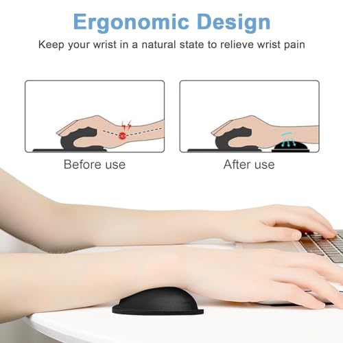 Dapesuom Mouse Wrist Rest, Cute Ergonomic Memory Foam Mouse Wrist for Computer Desk Mats Support, Hand Rest Pad Cushion for Gaming, Office, Laptop, Men, Women, Pain Relief & Easy Typing, Jet Black - Image 3