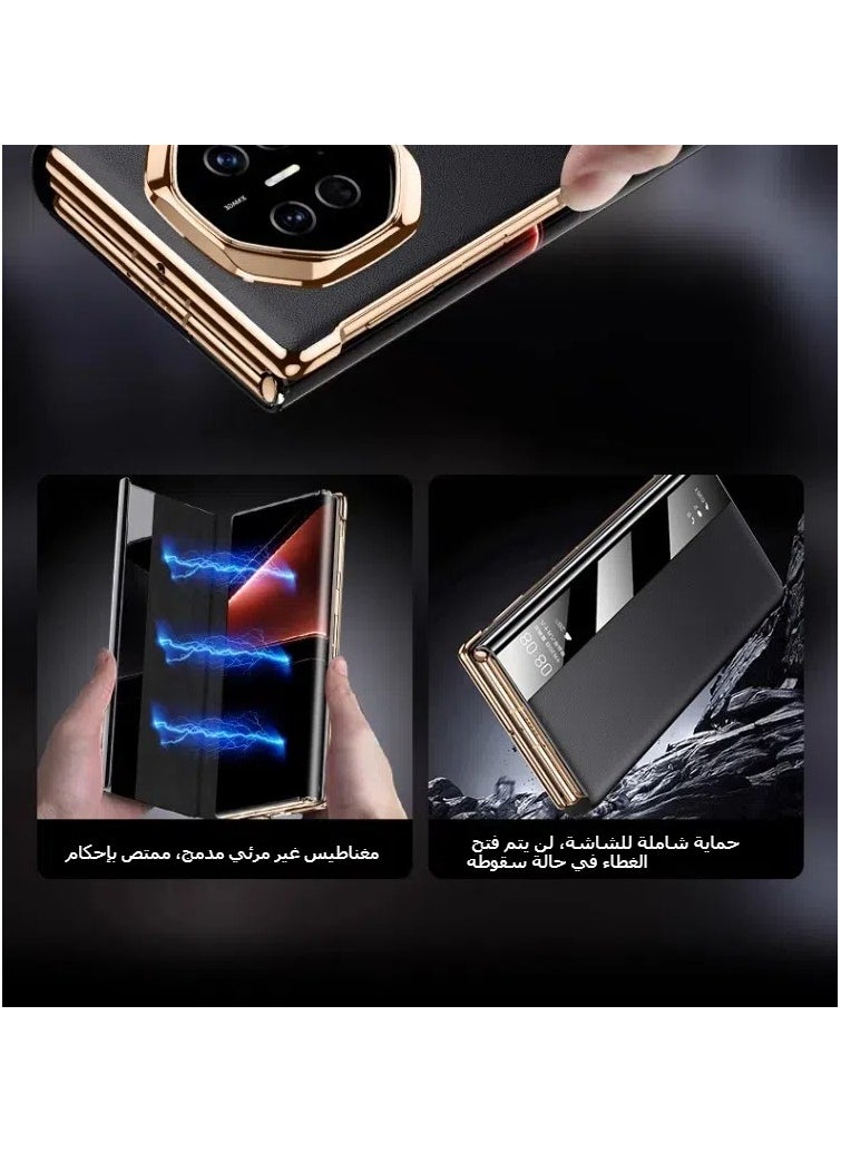General Smart Leather Case Compatible with Huawei Mate X6  Electroplating Full Protective Shell with Intelligent Window For Mate X6 Phone  - Image 4