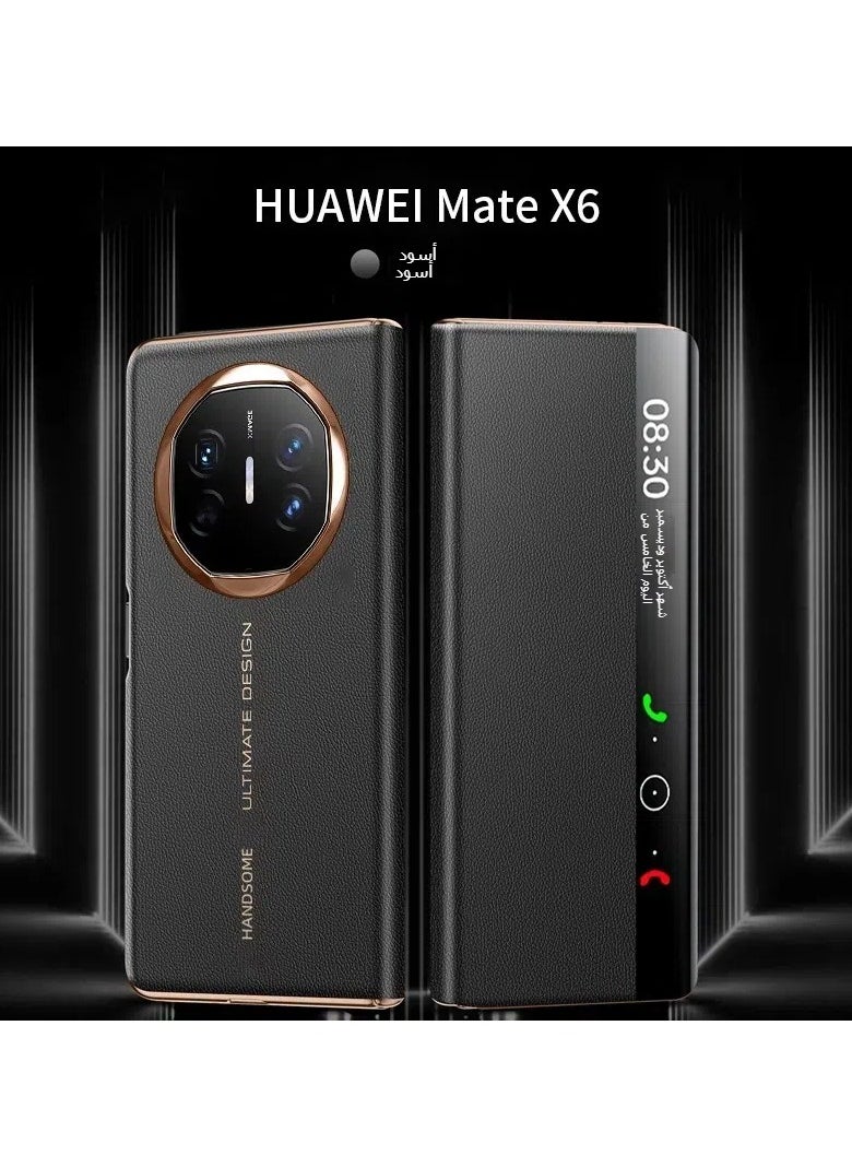 General Smart Leather Case Compatible with Huawei Mate X6  Electroplating Full Protective Shell with Intelligent Window For Mate X6 Phone  - Image 2