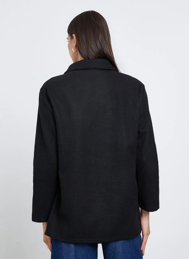 ستايلي معطف سادة بأزرار غلق