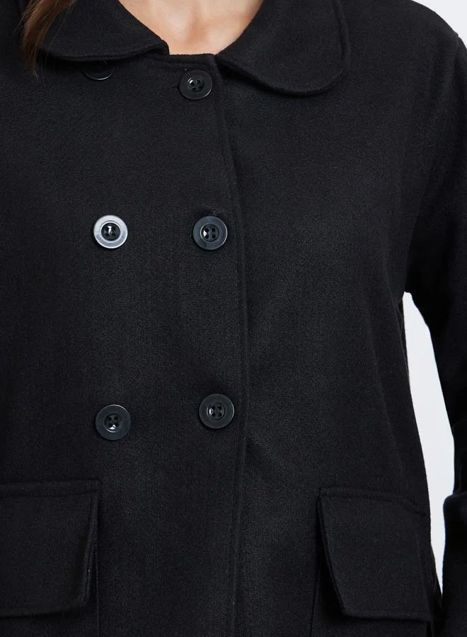 ستايلي معطف سادة بأزرار غلق