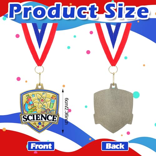 Yaomiao 1020 Pcs 24 Award Medals Bulk Gold Winner Team Participation Medals for Kids Shield Metal Trophy for Student Adults Award Prize Graduation Competitions Gift20 PcsScience - Image 3
