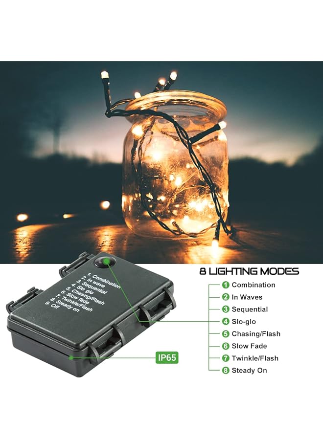 erorex String Lights Battery Operated 132Ft 300Leds Battery Fairy Lights Outdoor Indoor 8 Mode Led Fairy String Lights With Timer Decoration For Gazebo Garden Wedding Party Warm White - Image 5