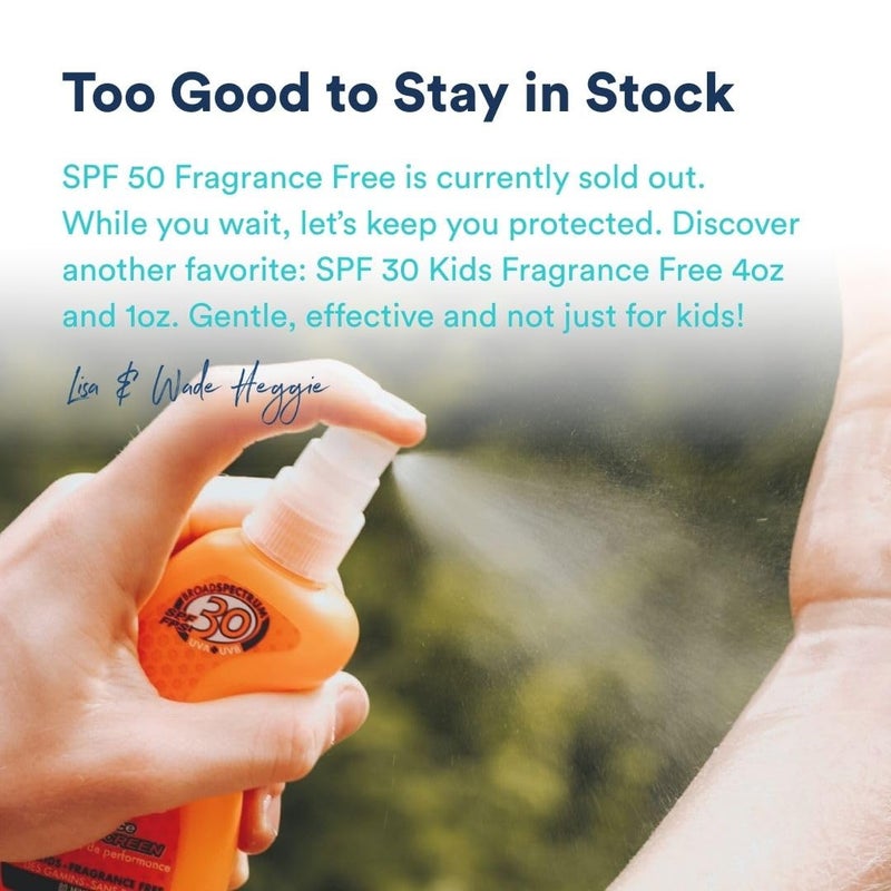 KINeSYS Fragrance Free Clear Spray Sunscreen for sensitive skin, SPF 50, Hypoallergenic, Broad Spectrum UVA/UVB protection for Face & Body; PABA and Oxybenzone FREE, 700+ Sprays, 4 Fl Oz/120 mL - Image 2