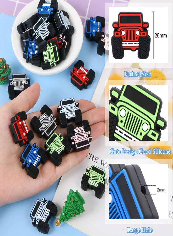 CCOZN 12 Pcs Truck Car Silicone Beads, CCOZN Colorful Car Silicone Focal Beads Bulk for Pens Truck Shaped Spacer Loose Beads for Keychain Making DIY Crafts Lanyard Bracelets Making - Image 2