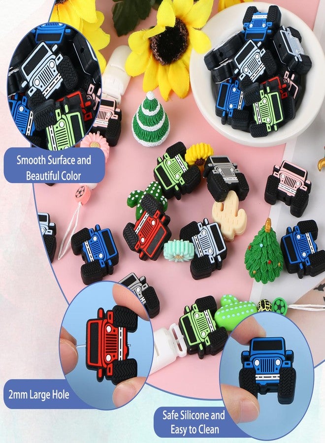 CCOZN 12 Pcs Truck Car Silicone Beads, CCOZN Colorful Car Silicone Focal Beads Bulk for Pens Truck Shaped Spacer Loose Beads for Keychain Making DIY Crafts Lanyard Bracelets Making - Image 4