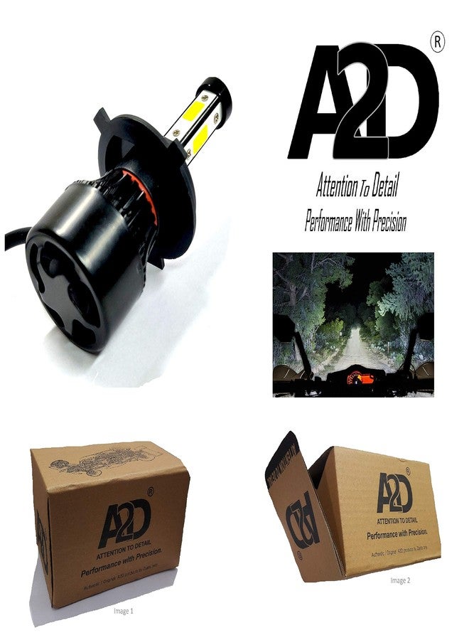 A2D 12V 3-Side Led H4 Hs1 Bike Headlight Bulb Replacement High-Low Beam-White Compatible for Hero Glamour Fi - Image 5