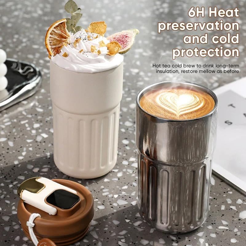 Snivy Snivy Travel Coffee Mug Stainless Steel Vacuum Insulated Coffee Cup Portable Intelligent Temperature Display Insulated Tumbler Leakproof Keep Hot or Cold for Coffee Tea Ice Drinks 450ml  - Image 4
