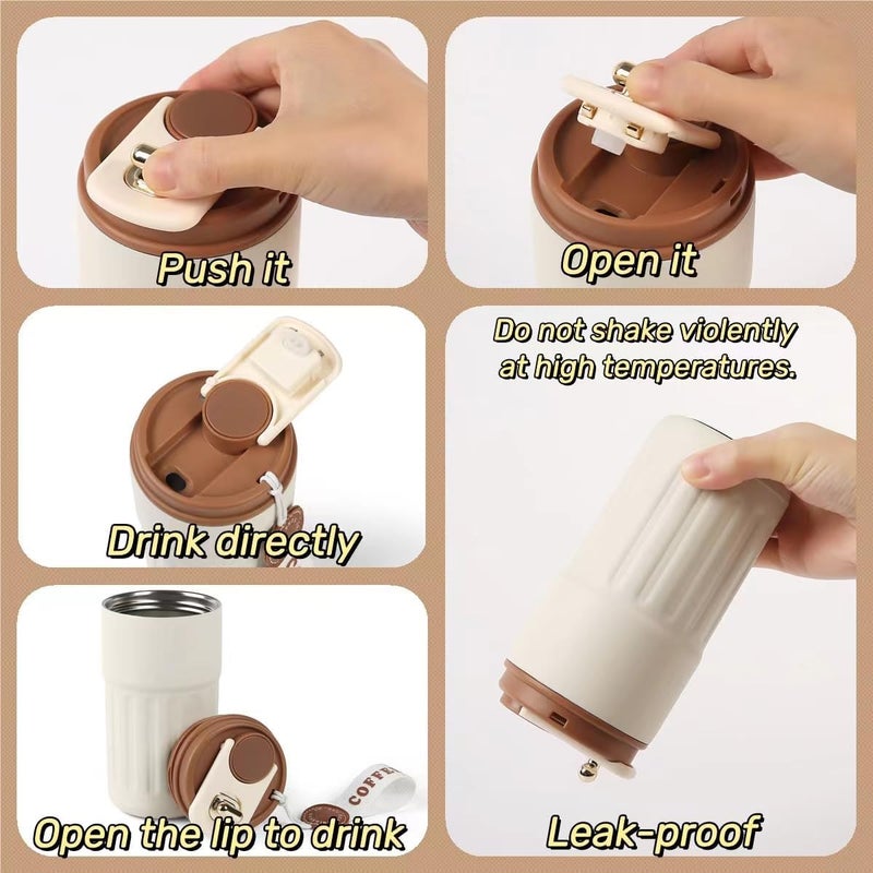 Snivy Snivy Travel Coffee Mug Stainless Steel Vacuum Insulated Coffee Cup Portable Intelligent Temperature Display Insulated Tumbler Leakproof Keep Hot or Cold for Coffee Tea Ice Drinks 450ml  - Image 5
