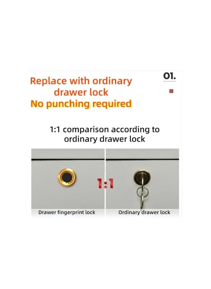 Luxury Smart Electronic Fingerprint Drawer Storage Cabinet Lock File Cabinet Cupboard Door Lock Furniture Fingerprint Lock with 40 Person Storage Space and External Power Supply  - Image 4