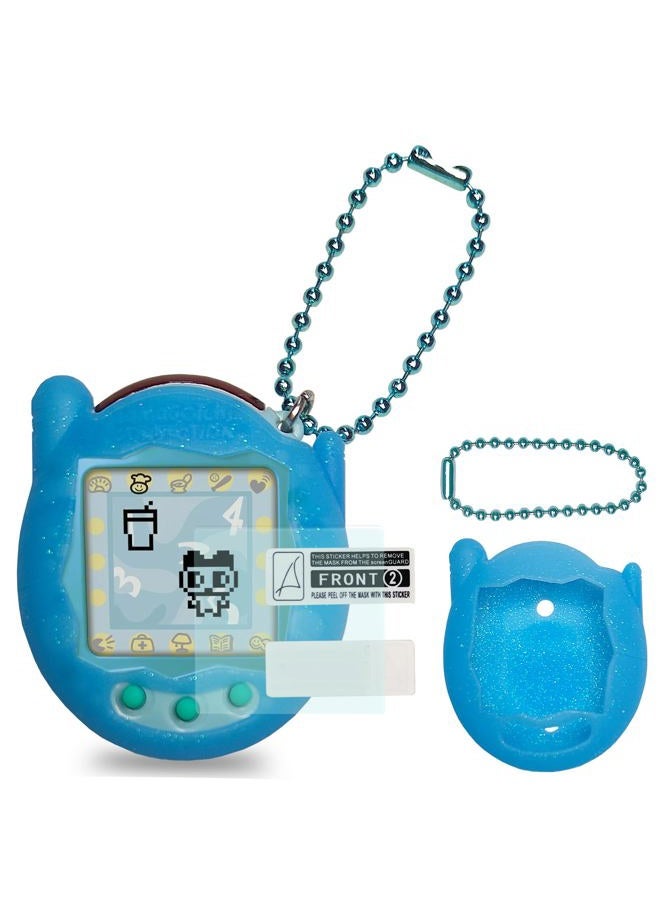 JCHPINE Silicone Cover Case for Tamagotchi Connection Virtual Reality Pet, Screen Protector for Tamagotchi Connection Electronic Pet Accessories (Silicone Case and Screen Film) (Blue) - Image 1